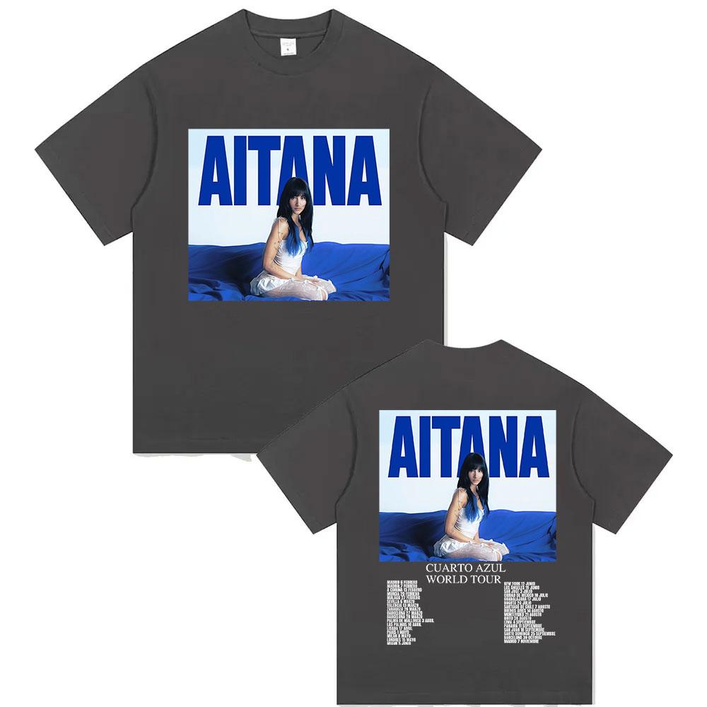 Singer Aitana Cuarto Azul World Tour 2025 Graphic Tshirt for Unisex and Women Retro Fashion Summer Print 100 Pure Cotton Tshirt