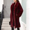 Женское модное теплое пальто с длинным рукавом, однотонное, пушистое, длинное, с отложным воротником