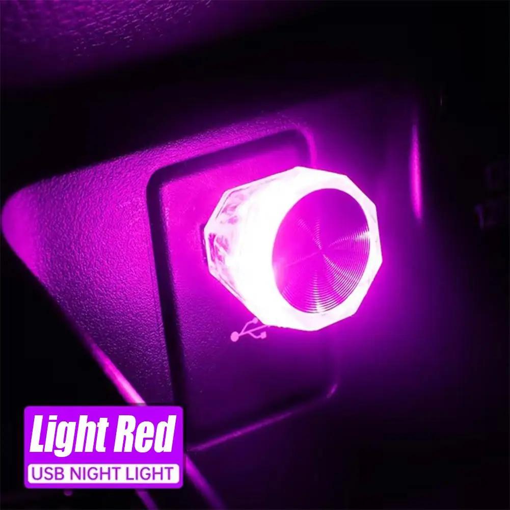 Car USB Atmosphere Lamp Wireless Flash Colorful Lights Play Lighting Lights Computer Night Decoration Auto Light Plug Light G4E5