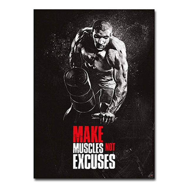 Мотивационная цитата о бодибилдинге Шелковый холст Картины для спортзала Фитнес Спорт Постер и печать Настенная картина для домашнего декора Без рамки