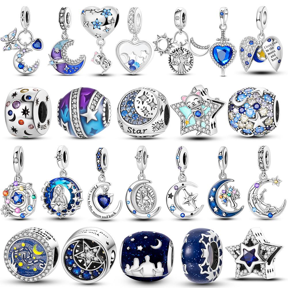 Серия «Счастливая звезда» Медные сверкающие бусины-шармы в форме звезды и сердца Подвеска Подходит для оригинального браслета Подарок для женщин