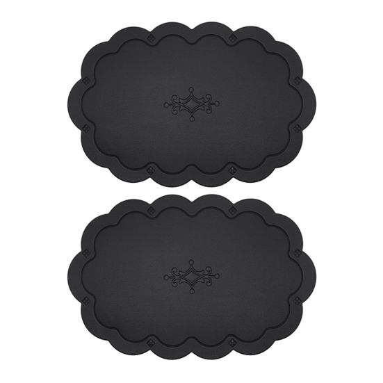2 Pcs Leather Placemats with Embossment Design No-Slip Heat Resistant Table Mats