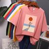 Printed O-neck Short Sleeve T Shirt Women Vintage Graphic Pullover Tees Female Leisure Clothing