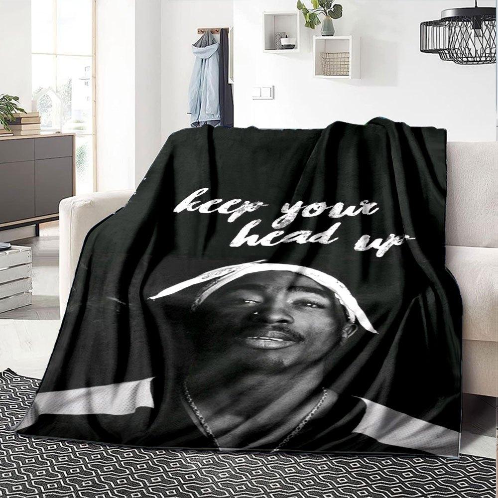 1 шт. Плед в стиле Hip Hop 2Pac, Мягкий, Легкий, Для всех сезонов, Многоцелевой плед для дивана, кровати, офиса и пикников, Французский стиль с культовыми обложками альбомов и цитатами
