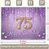 Элегантный фон для 75-летия, Гламурный фиолетовый дизайн с номером 75, инкрустированным бриллиантами, и блестками, Праздничный декор стены для юбилейной вечеринки