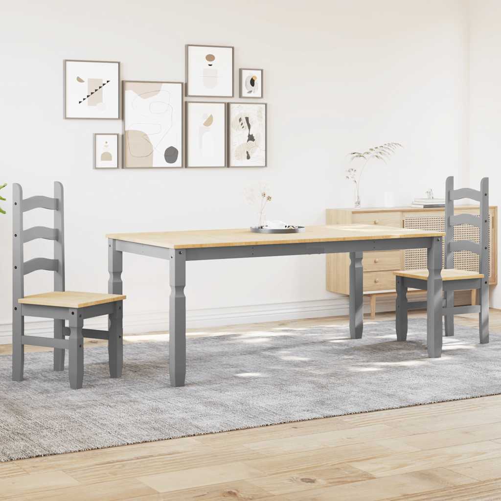 3 Piece Dining Set PANAMA Gray Solid Pine Wood