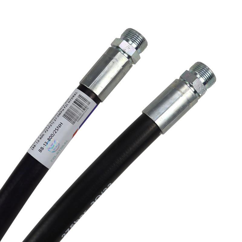 Hydraulic hose 275 bar thread M22x1.5 straight -800mm DN12-2SN (BB-13-800, P21P21) 27.5MPa PZL HYDRAL