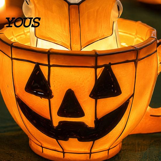 Ретро-лампа для Хэллоуина "Призрак читает книгу", Ночник в стиле витража, Жуткая настольная лампа из смолы "Тыква", Прикроватная лампа для спальни, гостиной