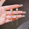 New Fashion Crystal Leaf Tassel Earrings for Women Exquisite Micro Inlaid Cubic Zircon Leaves Earring Wedding Jewelry Gifts