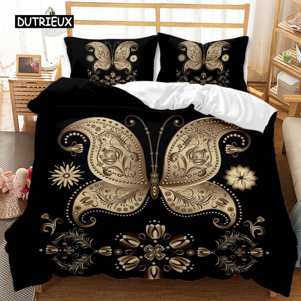 Комплект постельного белья в стиле бохо с 3D-изображением «Золотое солнце и луна» для детей, подростков, взрослых, двуспальный, размера «king-size», полиэстеровый чехол-кровать