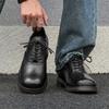 Костюмные кожаные туфли мужские летние в британском стиле деловые для платья студенческие для увеличения роста повседневные на мягкой подошве водонепроницаемые черные туфли с большой головкой