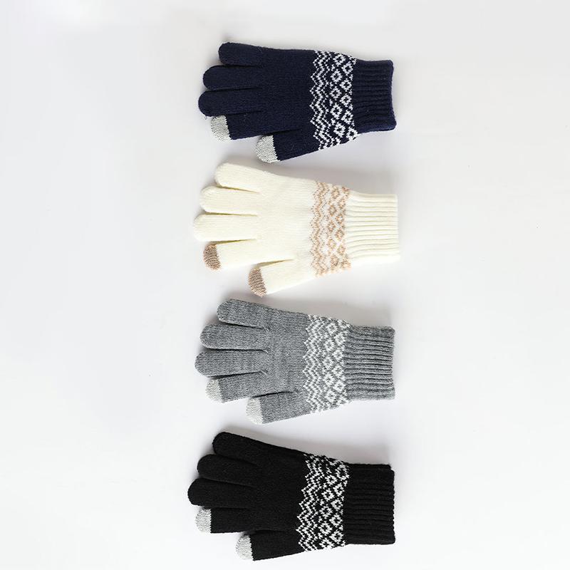 Вязаные перчатки для сенсорного экрана женские перчатки из пряжи и бархатного жаккарда