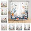 Watercolor Floral Shower Curtain Vibrant Wildflower Butterfly Print Waterproof Bathroom Curtain Decor Polyester With 12 Hooks