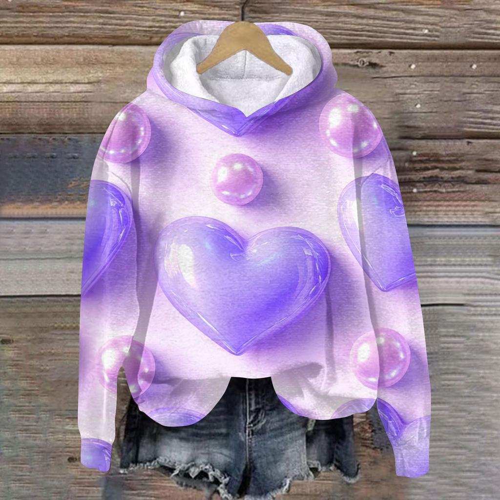 Women's Valentine's Day Printed Plush Warm Casual Jacket Sweater Winter Jacket
