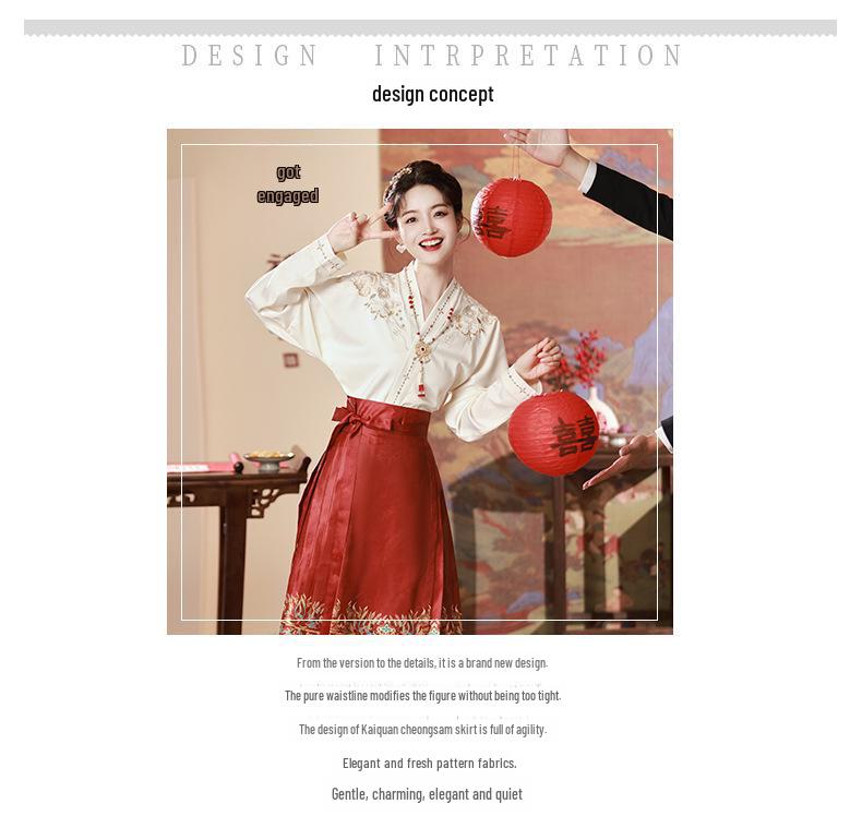 Ming Dynasty-inspired Embroidered Hanfu Skirt and Top Set