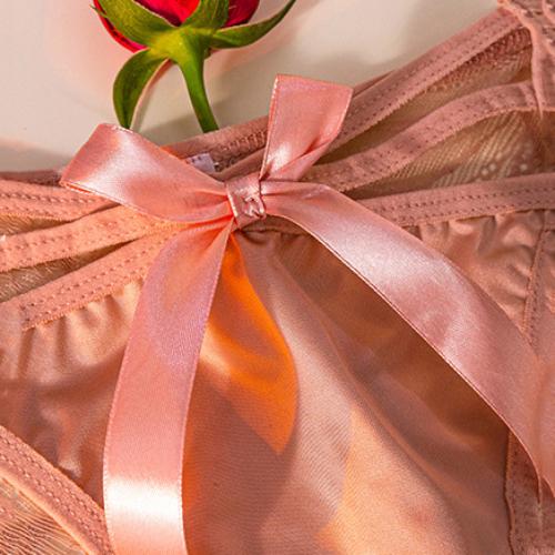 Bowknot Hollow Lace Panties for Women Satin Pure Cotton Crotch Breathable Sexy Mid-waist Women Briefs Underwear Knickers EMA