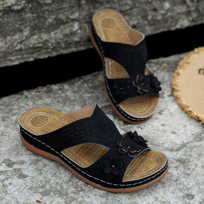 Большие размеры женские повседневные сандалии на плоской подошве с наклонным каблуком, однотонные, простые и модные