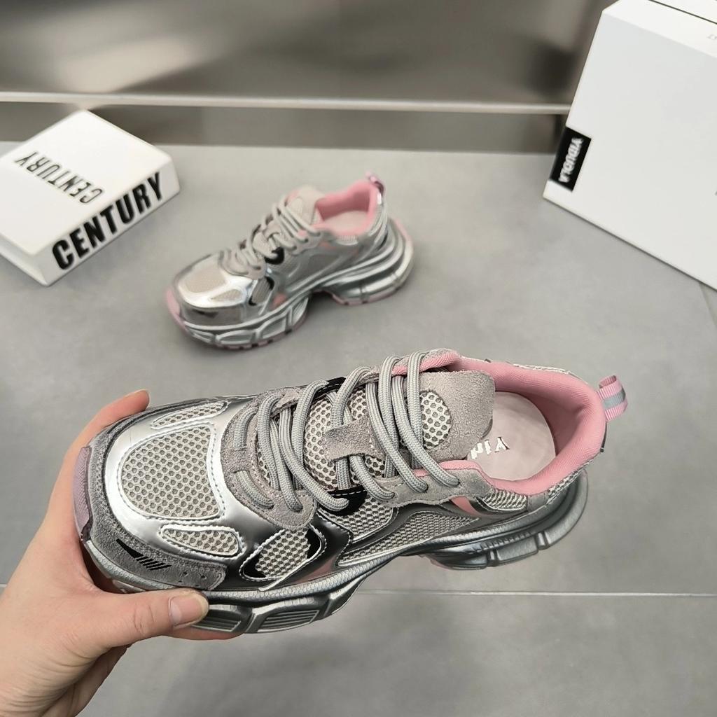 Серебряные туфли Heavy Industry Old Shoes для женщин, спортивная обувь на толстой подошве, женская легкая повседневная обувь, женские туфли Net Celebrity Fried Street, одинарные туфли для женщин