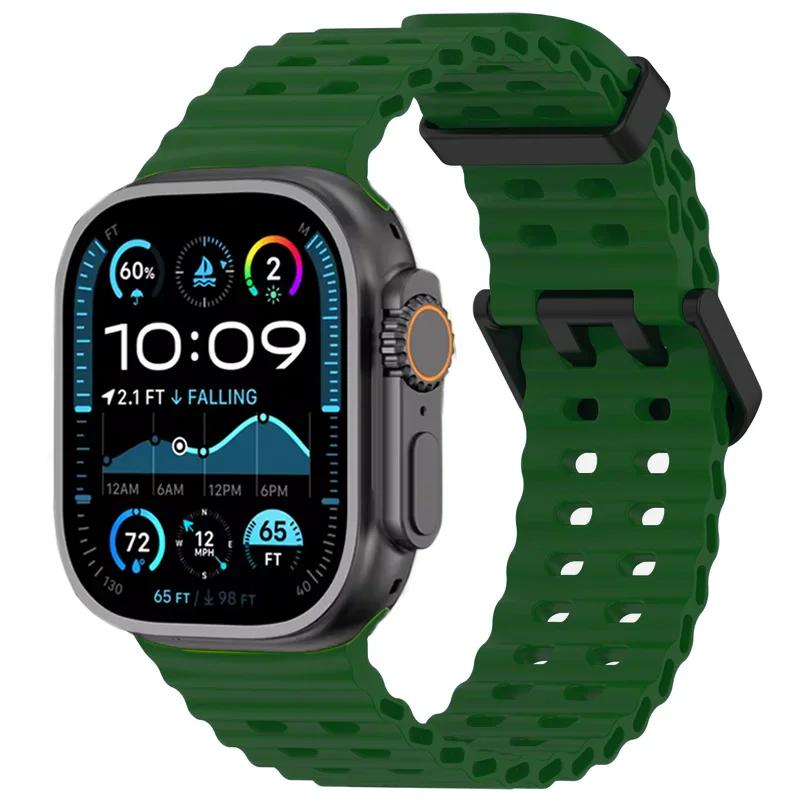 Силиконовый ремешок Ocean для Apple Watch Ultra 3 2 49 мм/11 10 46 мм 45 мм 44 мм Спортивный ремешок Браслет iWatch Серии 9 8 7 6 5 4 SE 3