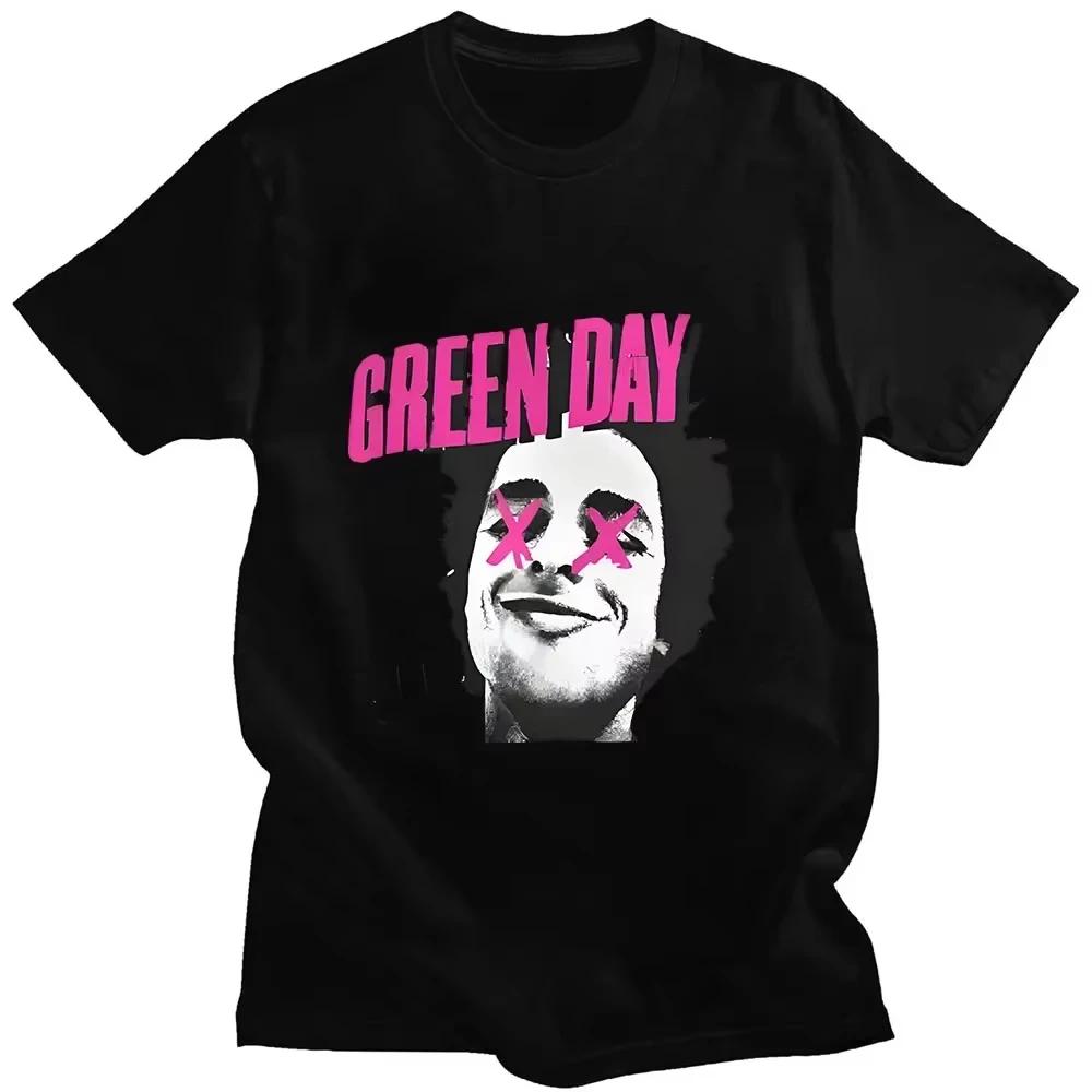 Футболка в стиле Hip Hop с графикой группы Green Day The Saviors на спине, с коротким рукавом, с круглым вырезом, в стиле Grunge, мягкая