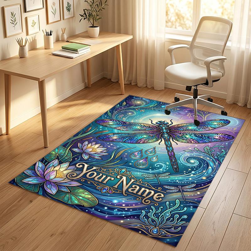 Dragon Castle Theme Soft Crystal Velvet Rug Custom Name & Text Print Non Slip Floor Rug for Bedroom Living Room