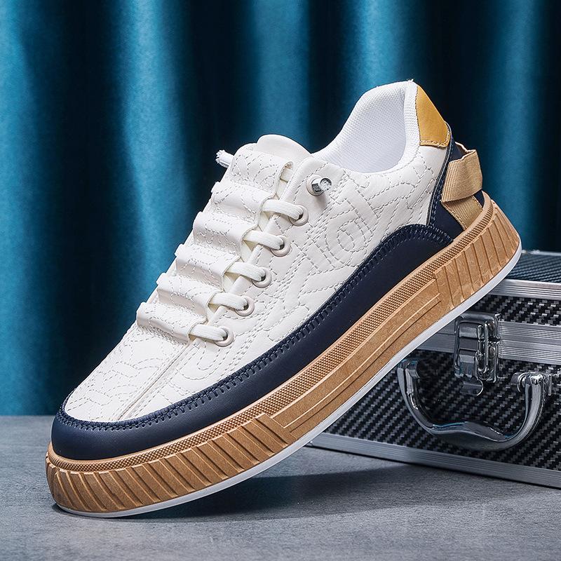 Мужские кроссовки на платформе Forrest Gump модные повседневные спортивные туфли со шнуровкой кожаные модные туфли с одной педалью белые туфли мужские