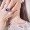 Комплект ювелирных изделий Huamei Luxury Temperament Royal Blue Имитация синей шпинели Серьги Кольцо Ожерелье Женское 10 * 10