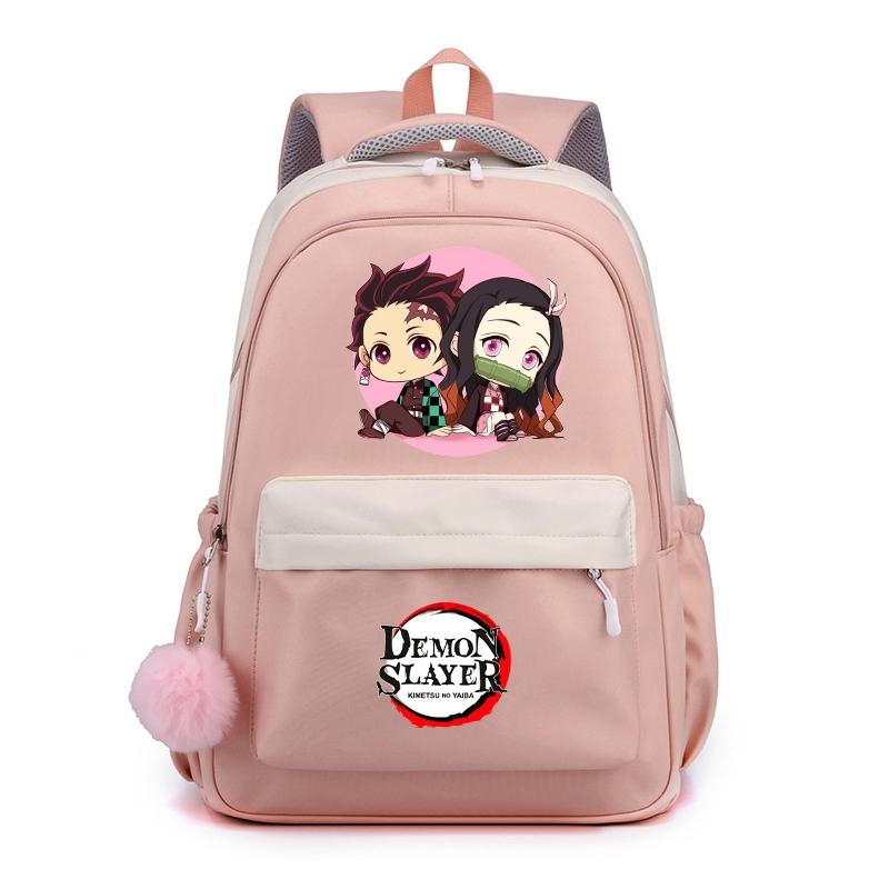 Аниме Demon Slayer, нейлоновый милый мягкий рюкзак, повседневная сумка для книг, школьная сумка для девочек, мальчиков, мужчин и женщин, дорожная сумка для отдыха Mochila