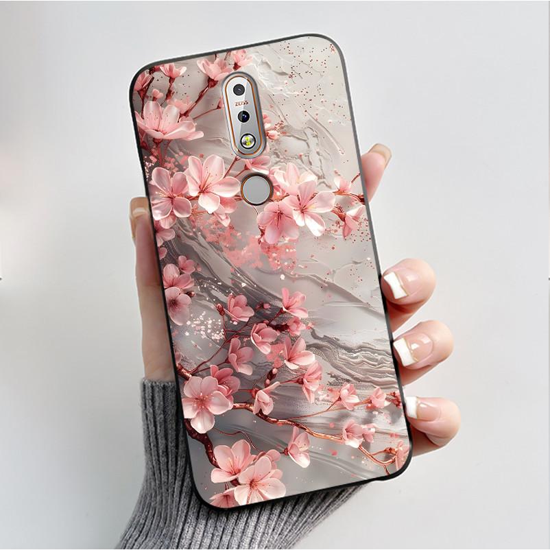 Чехол с рисунком для Nokia 7.1/Nokia 7 Plus Fundas Nokia7 Чехол Мягкий Силикон Черный Корпус Милый Цветок Мультяшный Чехол Coque