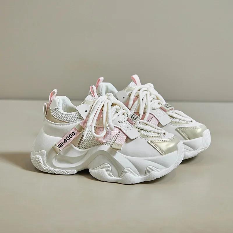 Женские спортивные туфли на толстой подошве, повседневные, универсальные, из дышащей сетки, для тренировок, спортивные, для бега, повседневные