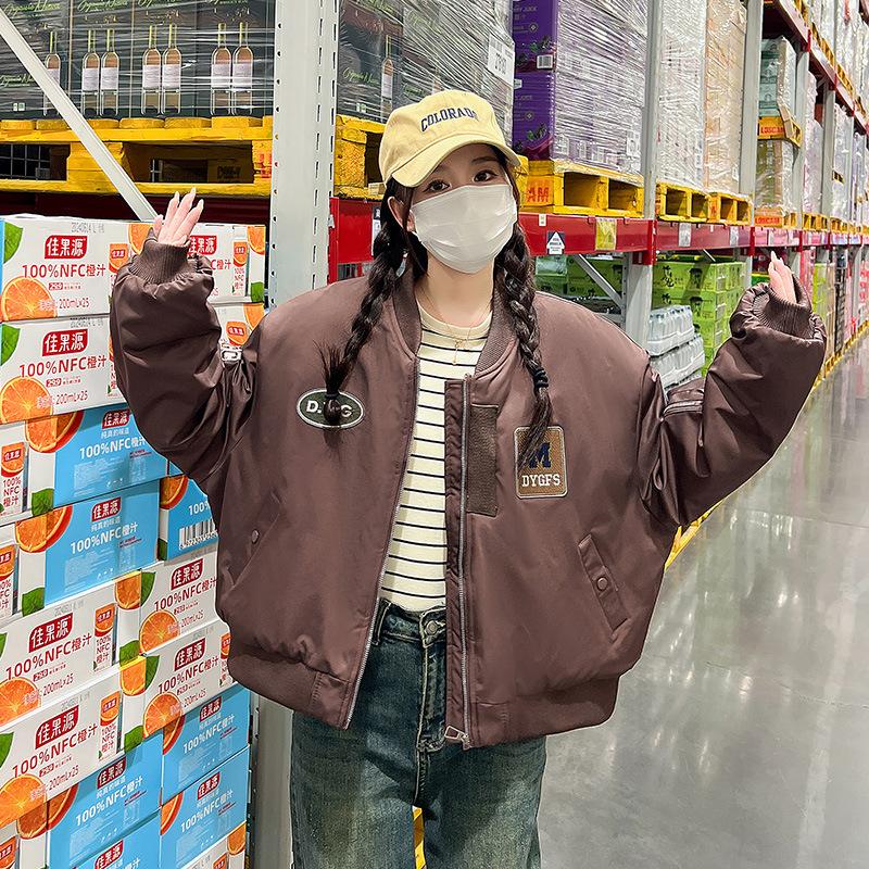 Американская хлопковая куртка женская 2025 новая зимняя короткая студенческая парная бейсбольная форма стеганая куртка стеганая куртка-авиатор куртка