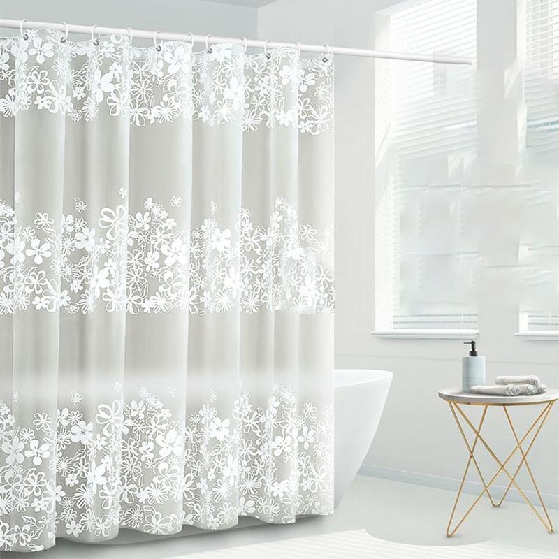 3D Jacquard Flower Peva Shower Curtain Thickened Waterproof Mildew Resistant Bathroom Bath Partition Universal Curtain