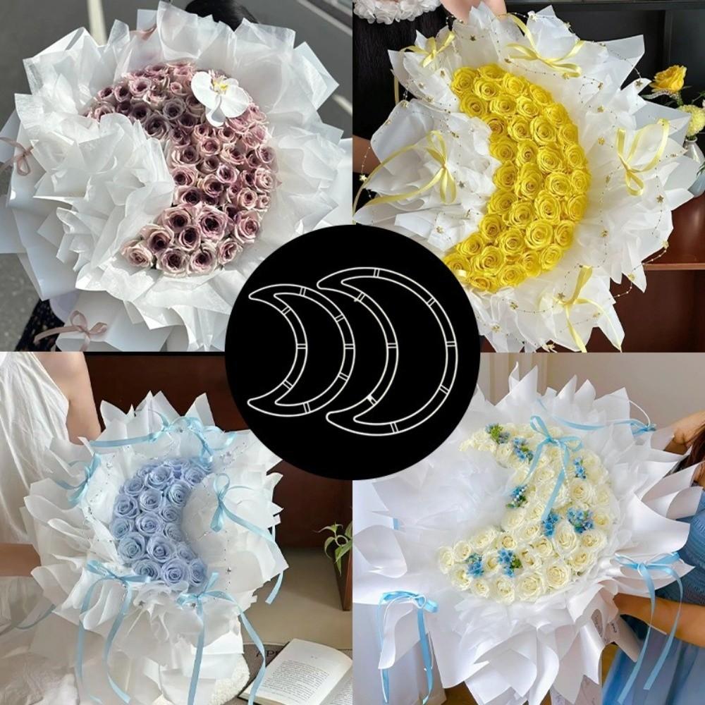 Plastic Bouquet Holder DIY Crafts 18 Years Old Flower Arrangement Stands Heart Moon Shaped Flower Wreath Frame Home Decor