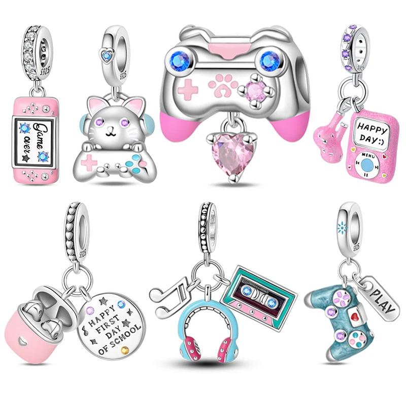 Новые медные шармы-бусины Шарм-подвеска в виде игровой консоли и гарнитуры Подходит для браслетов-шармов DIY Ювелирные изделия Подарок на день рождения