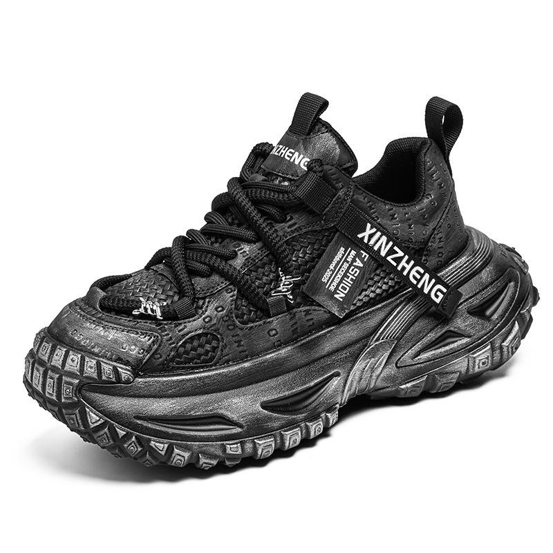 Мужские спортивные кроссовки из сетки класса люкс: Нескользящие, дышащие, толстая подошва, увеличивающие рост, повседневные кроссовки для бега в стиле «папа» на осень/зиму.