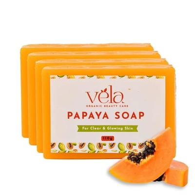 Vela's Papaya Soap For Glowing Skin 110gm Each Pack Of 4