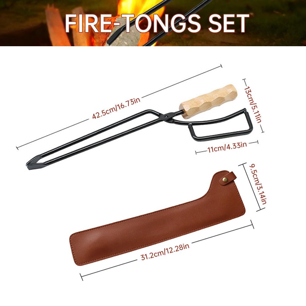 Metal Wooden Barbecue Fire Tongs Long Handle Wood Burner Fireplace Charcoal Clip Portable Lightweight Outdoor Camping Equipment