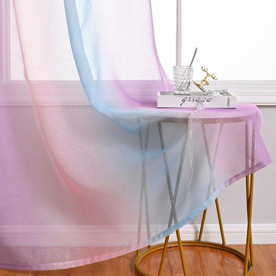 Yousheng Nordic Style Тонкая полузатеняющая оконная занавеска для гостиной Градиентная тюль Драпировка Панель Прозрачный домашний декор