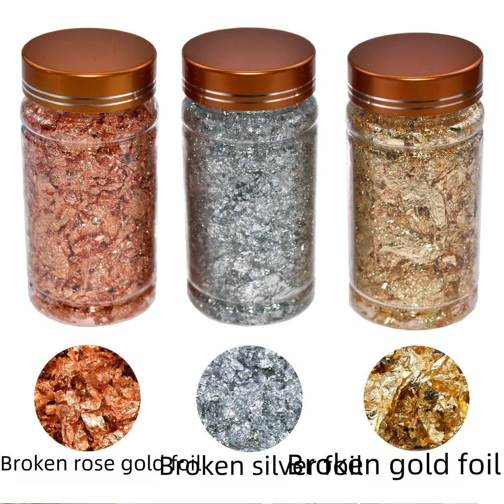 Фрагменты золотой, серебряной, медной и алюминиевой фольги для нейл-арта и декора