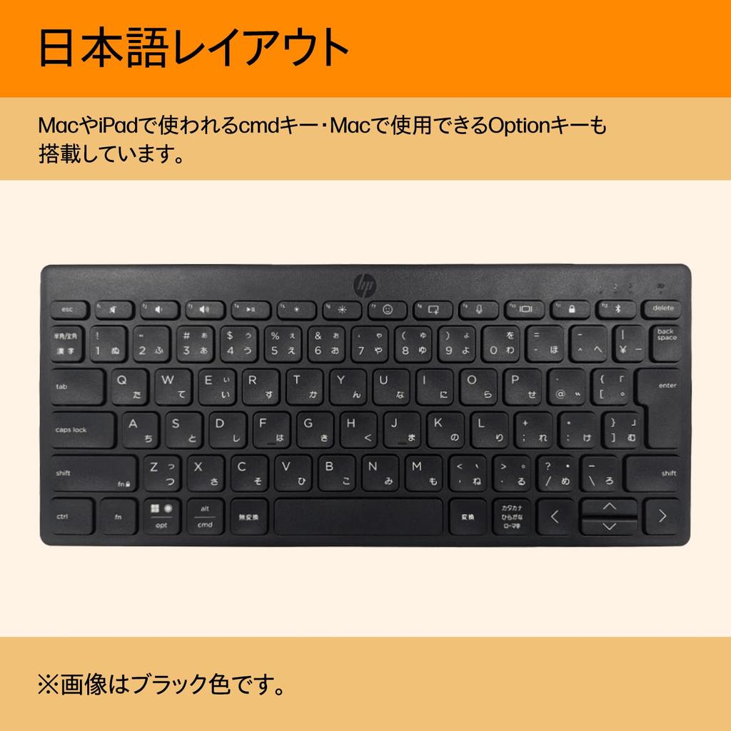 Беспроводная клавиатура HP Wireless Thin Small HP 350 BK Compact Black 3 Device Connection Bluetooth Windows Mac iOS Android Chrome Японская раскладка