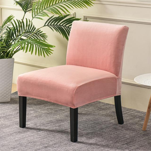 Velvet Armless Chair Cover Solid Single Sofa Slipcover Nordic Accent Stretch Chair Covers Elastic Cheap Couch Protector Cover