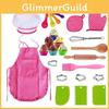 Complete 26 Piece Kids Kitchen Baking Set With Colorful Apron Chef Hat And Accessories