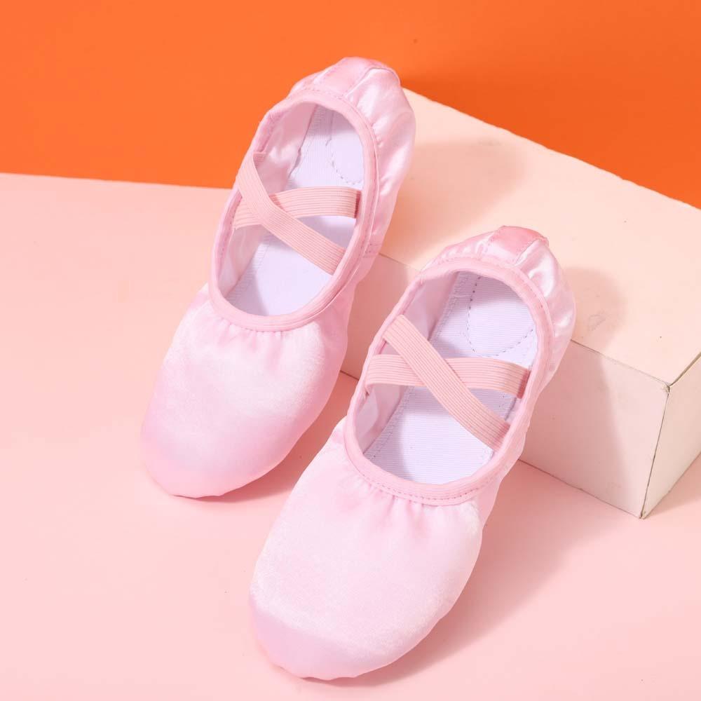 Мягкие пуанты с эластичной резинкой из искусственной кожи, танцевальные тапочки с пятнами, балетки для девочек и детей