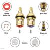 Replacement Brass Ceramic Stem Disc Cartridge Faucet Valve Quarter Turn 1/2" For Bathroom Kitchen Tap (1 Pair Hot & Cold)