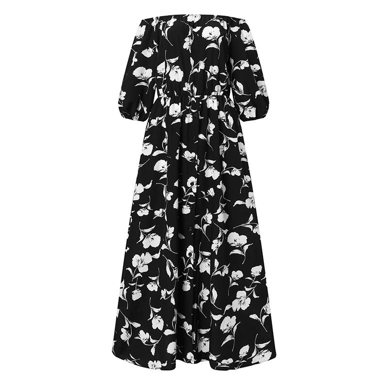 ZANZEA Летнее женское праздничное платье макси с открытыми плечами в богемном стиле с цветочным принтом, пляжное платье с половиной рукавов-фонариков, повседневное, размера плюс