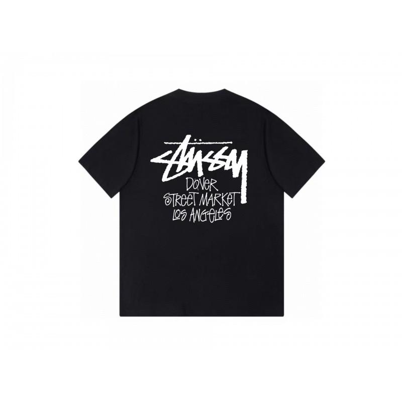 Футболка Stussy с коротким рукавом для подростков Свободный крой Хлопок 270 г Круглый вырез Повседневная одежда