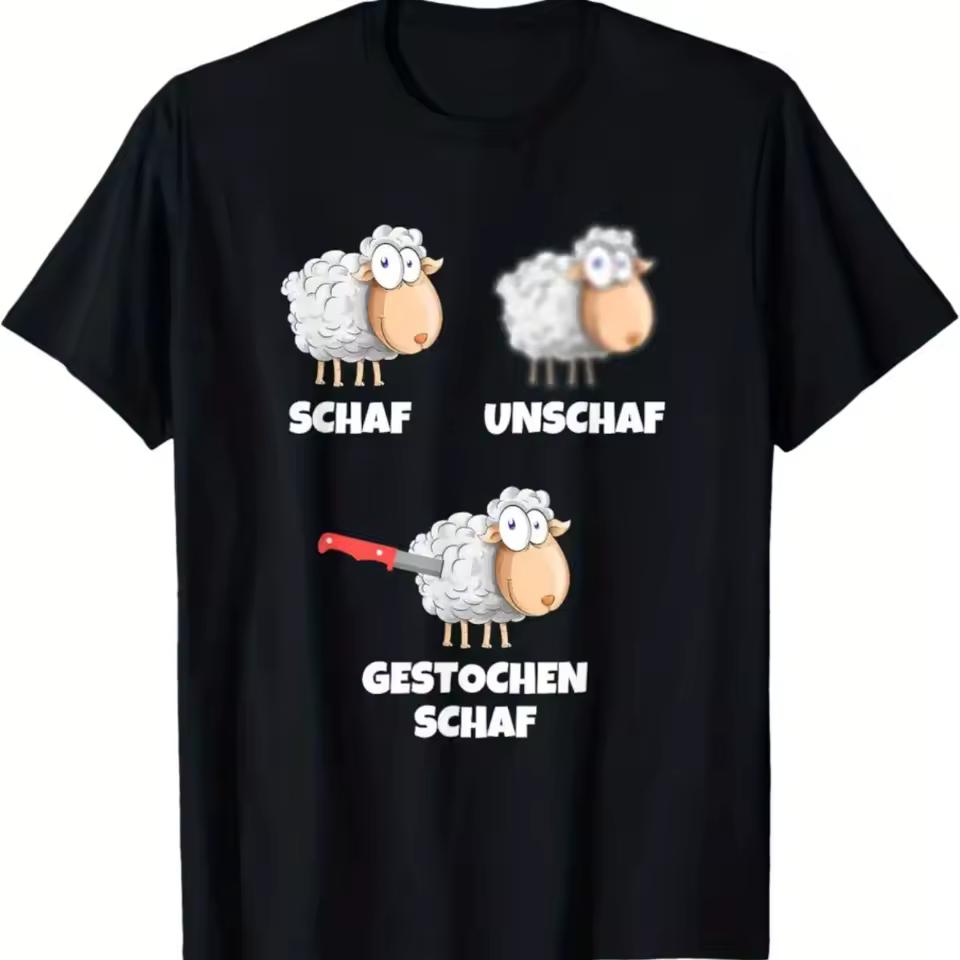 Funny German Unschaf T-and kids tshirt Humorous SCHAF Lettering Sheep Graphic Tee Casual Short Sleeve Quick-dry T-and kids tshirt