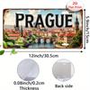 Hisun Tin Sign HD Aluminum Metal Sign Prague Vintage License Plate Style Wall Decor Retro Charles Bridge Vltava River Czech Republic Cityscap