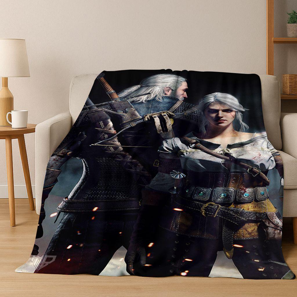 3D The W-Witcher Геральт Игры Мультяшное Фланелевое Одеяло, Теплое и Уютное Мягкое Плед для Дома Спальни Кровати Дивана Покрытие Детский Подарок
