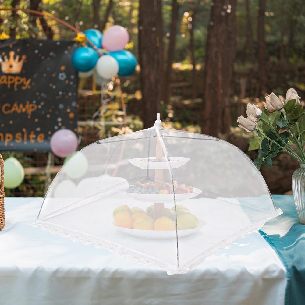 Складная сетчатая крышка для еды, домашняя кухонная, зонтик для посуды, многоразовая, кружевная, защита от комаров, мух, насекомых, подставка-защита для тарелок, еды